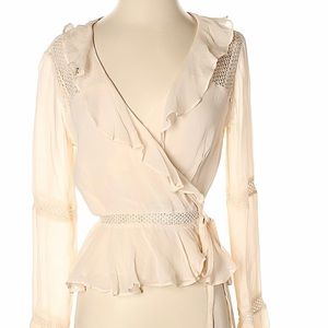 ASOS ruffled wrap blouse in blush pink. Size 4.